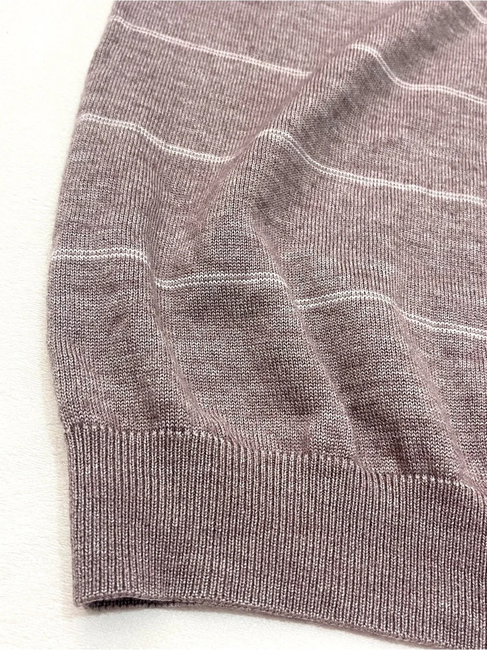 Saks Fifth Avenue Light Brown Striped Crewneck Wool Blend Sweater Women’s XL